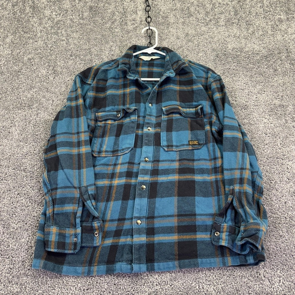 H&M Shirt Kids 16 Blue Plaid Flannel Long Sleeve Snap Button Casual Fall